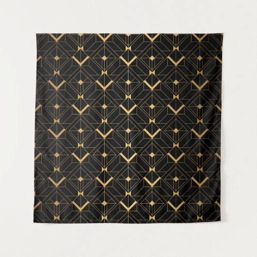Art Deco Pattern. Seamless black and gold backgrou Wandteppich (Vorderseite)