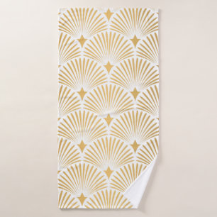Art Deco Pattern. Seamless white and gold backgrou Badehandtuch