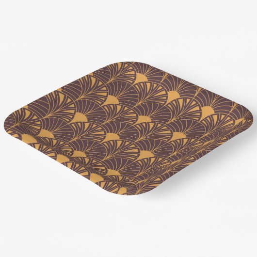 Art Deco pattern with fan-shaped motifs  Pappteller (Gewinkelt)