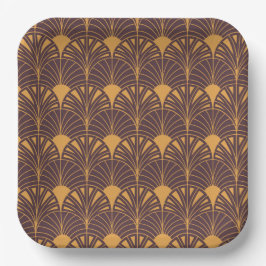 Art Deco pattern with fan-shaped motifs  Pappteller