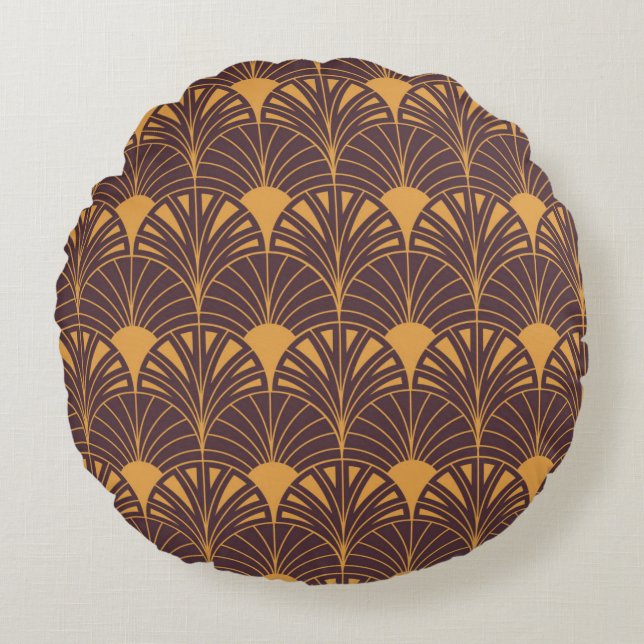 Art Deco pattern with fan-shaped motifs  Rundes Kissen (Vorderseite)