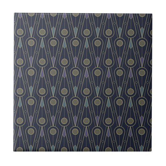 Art Deco pattern with geometric shapes in gold Fliese (Vorderseite)