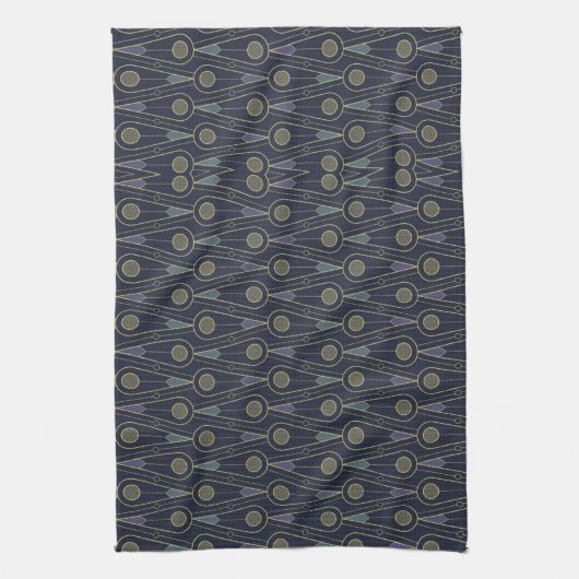 Art Deco pattern with geometric shapes in gold Geschirrtuch (Vertikal)