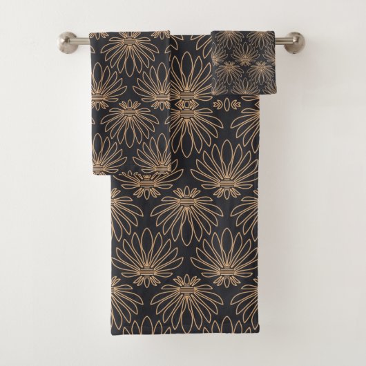 Art Deco pattern with gold floral motifs  Badhandtuch Set (Insitu)