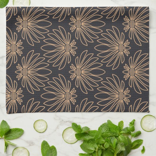 Art Deco pattern with gold floral motifs  Geschirrtuch (Gefaltet)