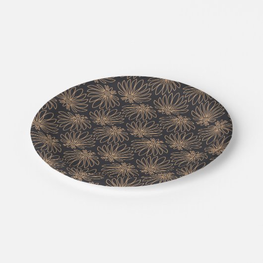 Art Deco pattern with gold floral motifs  Pappteller (Schrägansicht)