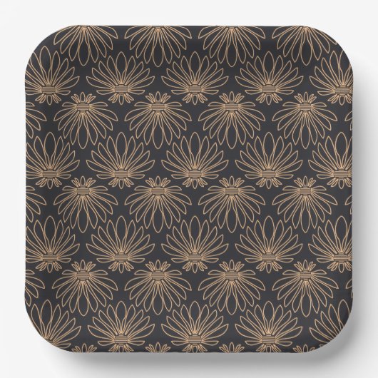 Art Deco pattern with gold floral motifs  Pappteller (Vorderseite)