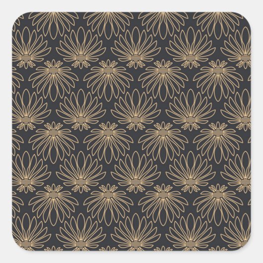 Art Deco pattern with gold floral motifs  Quadratischer Aufkleber (Vorderseite)