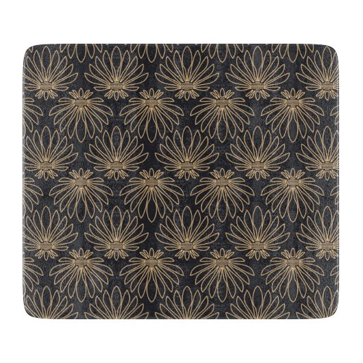 Art Deco pattern with gold floral motifs  Schneidebrett (Vorderseite)