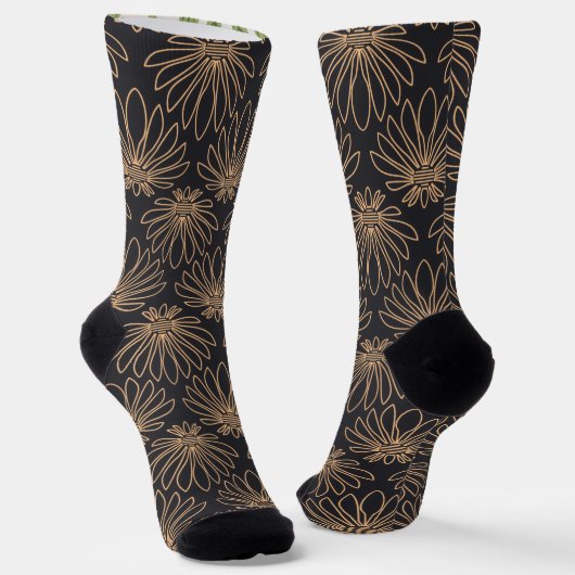 Art Deco pattern with gold floral motifs  Socken (Gewinkelt)