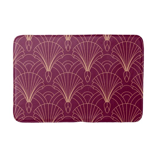 Art Deco pattern with gold geometric fan motifs  Badematte (Vorderseite)