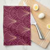 Art Deco pattern with gold geometric fan motifs  Geschirrtuch (Viertel Falte)