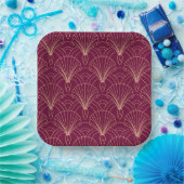 Art Deco pattern with gold geometric fan motifs  Pappteller (Party)