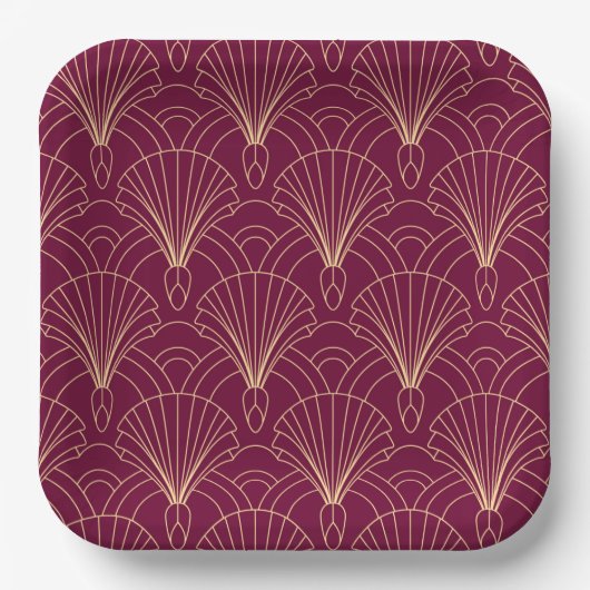 Art Deco pattern with gold geometric fan motifs  Pappteller (Vorderseite)