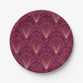 Art Deco pattern with gold geometric fan motifs  Pappteller