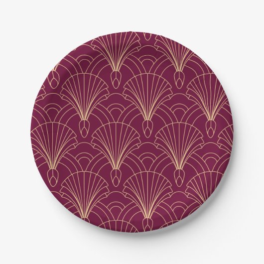 Art Deco pattern with gold geometric fan motifs  Pappteller (Vorderseite)