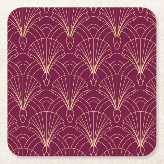 Art Deco pattern with gold geometric fan motifs  Rechteckiger Pappuntersetzer (Vorderseite)