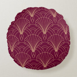 Art Deco pattern with gold geometric fan motifs  Rundes Kissen