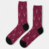 Art Deco pattern with gold geometric fan motifs  Socken (Linkes Detail)
