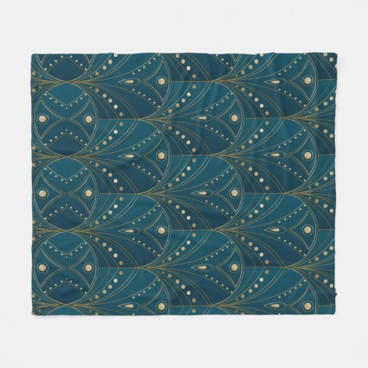 Art Deco pattern with gold geometric shapes Fleecedecke (Vorderseite (Horizontal))