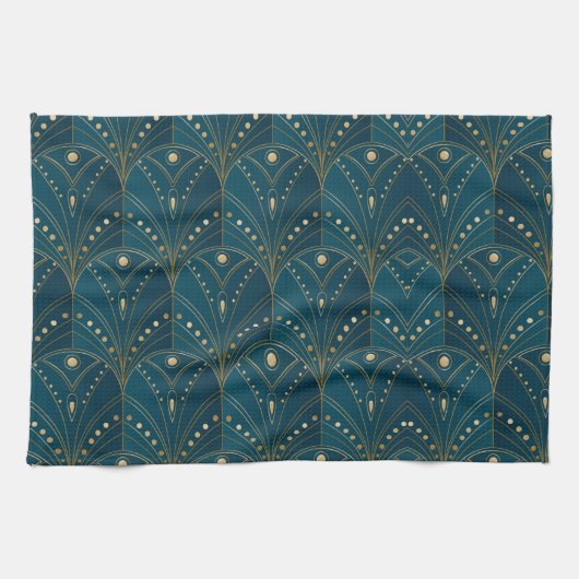 Art Deco pattern with gold geometric shapes Geschirrtuch (Horizontal)