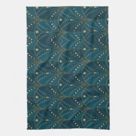 Art Deco pattern with gold geometric shapes Geschirrtuch