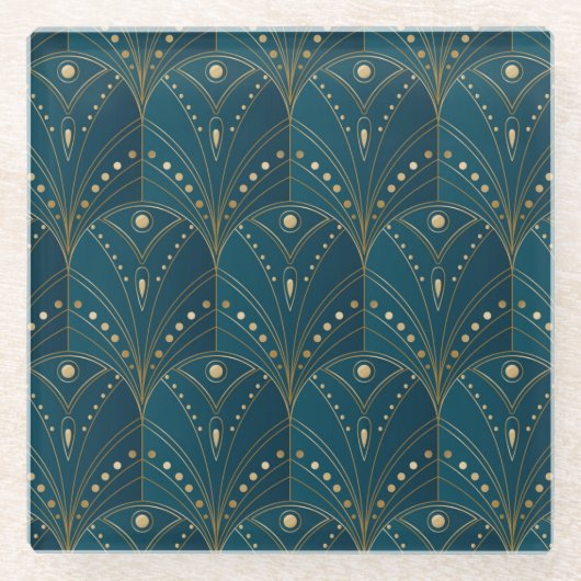 Art Deco pattern with gold geometric shapes Glasuntersetzer (Vorderseite)