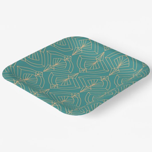 Art Deco pattern with gold geometric shapes Pappteller (Gewinkelt)