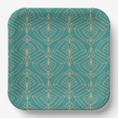 Art Deco pattern with gold geometric shapes Pappteller (Vorderseite)