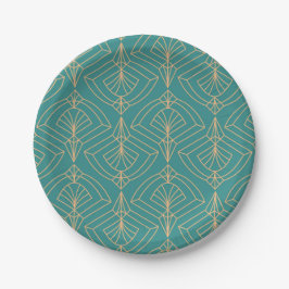 Art Deco pattern with gold geometric shapes  Pappteller