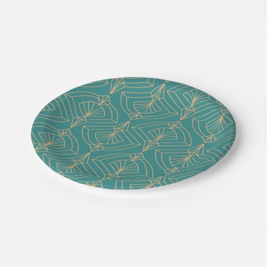 Art Deco pattern with gold geometric shapes  Pappteller (Schrägansicht)