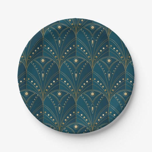 Art Deco pattern with gold geometric shapes Pappteller (Vorderseite)