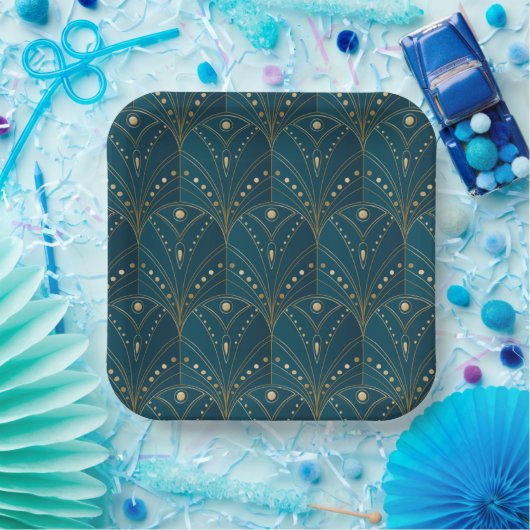Art Deco pattern with gold geometric shapes Pappteller (Party)