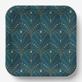 Art Deco pattern with gold geometric shapes Pappteller