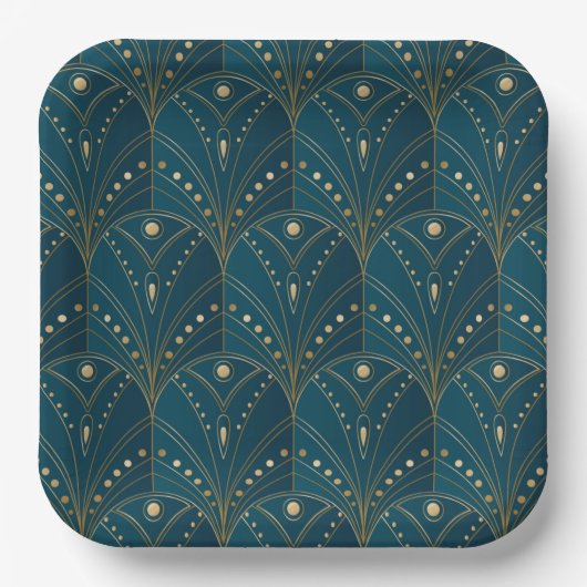 Art Deco pattern with gold geometric shapes Pappteller (Vorderseite)