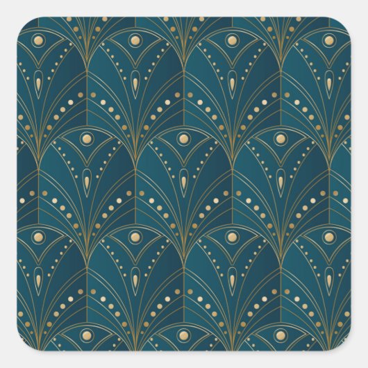 Art Deco pattern with gold geometric shapes Quadratischer Aufkleber (Vorderseite)