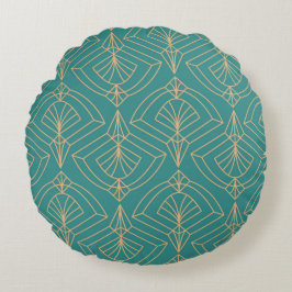 Art Deco pattern with gold geometric shapes  Rundes Kissen