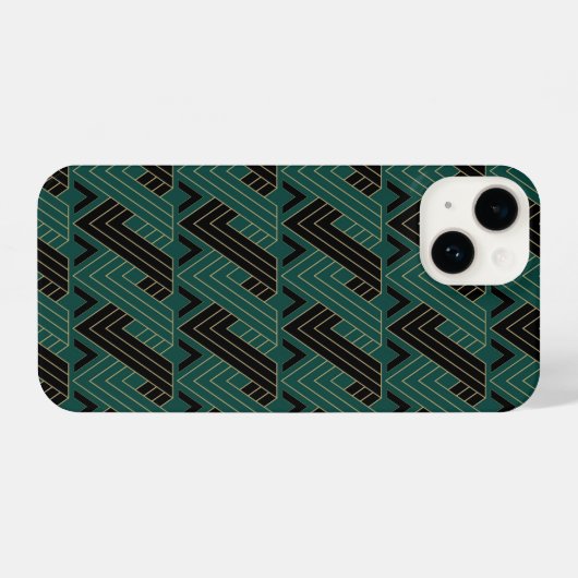 Art Deco Patterns Green Ribbons iPhone Hülle (Rückseite (Horizontal))