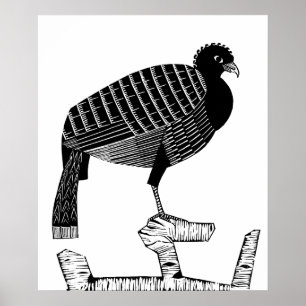 Art Deco Pauwie Bird Tierwelt Illustration Poster