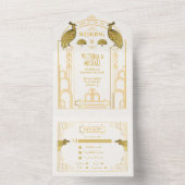 Art Deco Peacock Einladungen für Hochzeiten (Innen Boden)