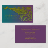 Art Deco Peacock Feather Business Card Set 1104 Visitenkarte (Vorne/Hinten)