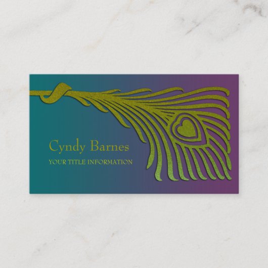 Art Deco Peacock Feather Business Card Set 1104 Visitenkarte (Vorderseite)