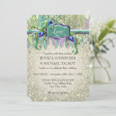 Art Deco Peacock Feather Glitzer Movie Ticket Einladung (Stehend Vorderseite)