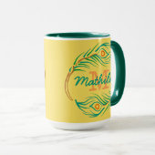Art Deco Peacock Feather Monogram Stift Tasse (VorderseiteRechts)