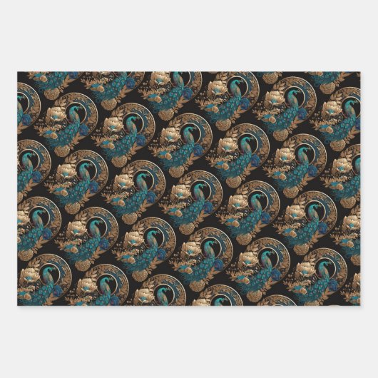 Art Deco Peacock Geschenkpapier Set (Vorderseite 3)
