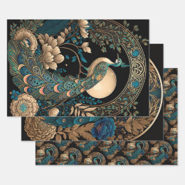 Art Deco Peacock Geschenkpapier Set