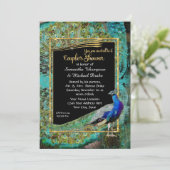 Art Deco Peacock Glam Old Hollywood Couples Dusche Einladung (Stehend Vorderseite)
