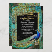 Art Deco Peacock Glam Old Hollywood Couples Dusche Einladung (Vorne/Hinten)
