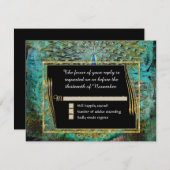 Art Deco Peacock Glam Old Hollywood Regency RSVP Karte (Vorne/Hinten)