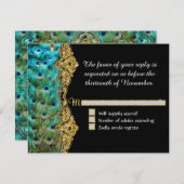 Art Deco Peacock Glam Old Hollywood UAWG Response RSVP Karte (Vorne/Hinten)